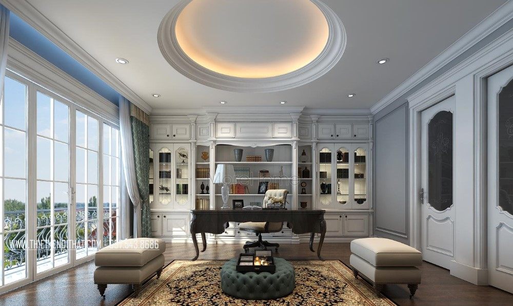 Thiết kế nội thất phòng làm việc nhà liền kề khu đô thị Văn Quán